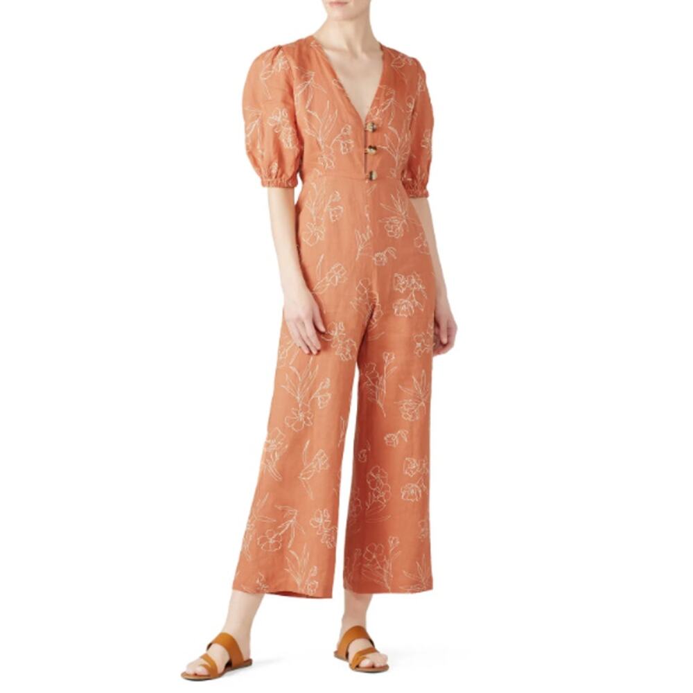 CAPULET X RTR Warm Orange Floral Isalina One-Piece Jumpsuit Size Small